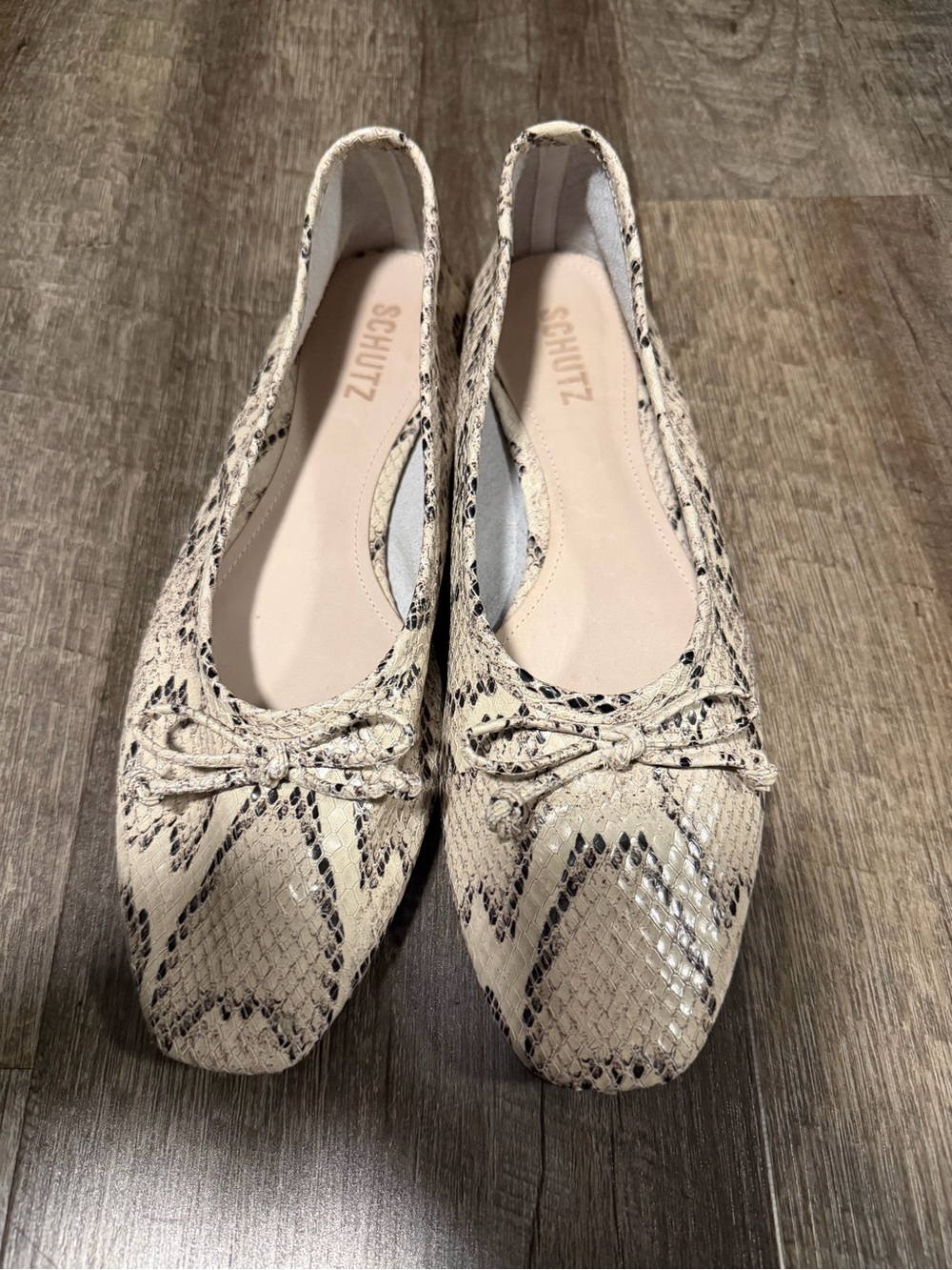 SCHUTZ Snake-Print Ballet Flats 9.5